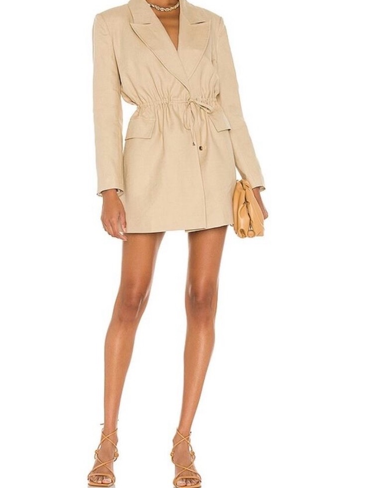 Selmacilek Tailored Beige Waist Tie Blazer Jacket Dress Size S